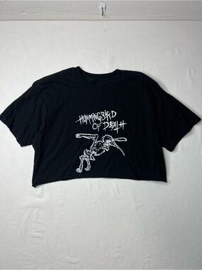 Hummingbird of Death Black Graphic Crop Band Tee